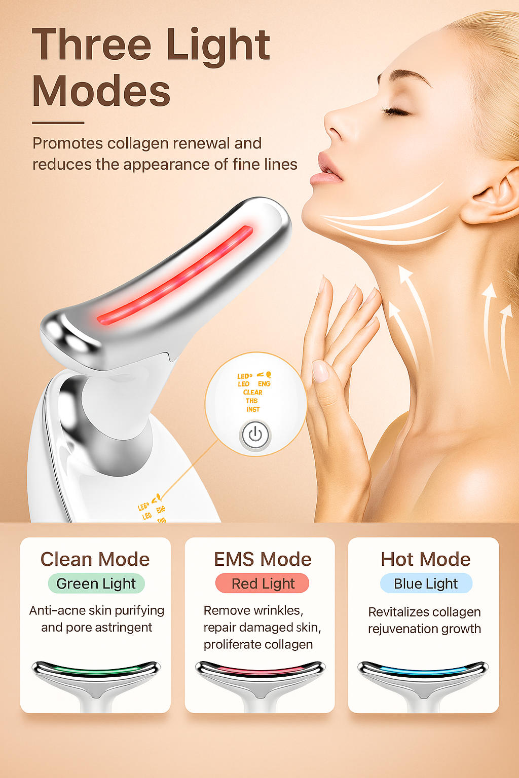 IPL Anti-Aging LED Face Massager – IPL Wrinkle Reducing & Puffiness Relief Instrument, Rechargeable,