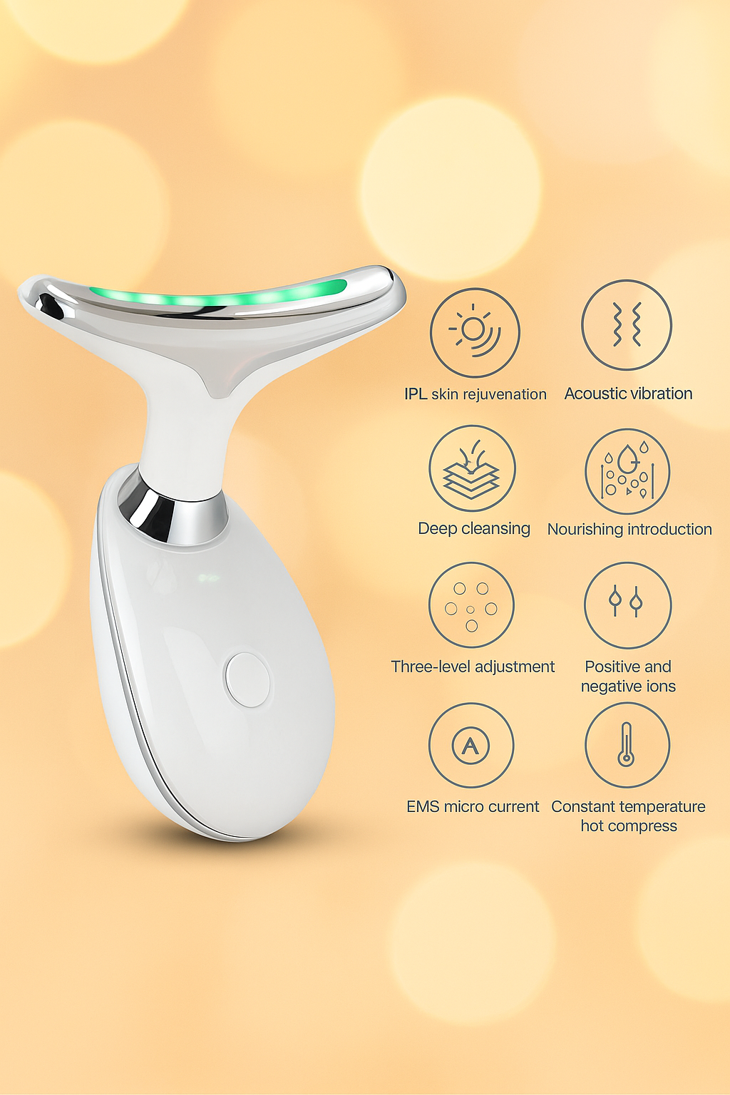 IPL Anti-Aging LED Face Massager – IPL Wrinkle Reducing & Puffiness Relief Instrument, Rechargeable,
